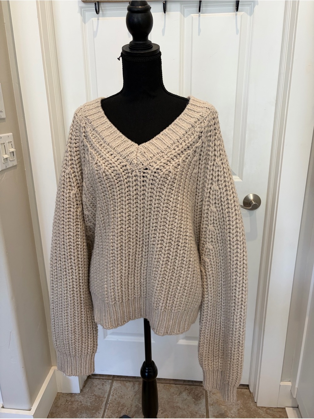 Leap Brand oversized chunky knit sweater in light beige